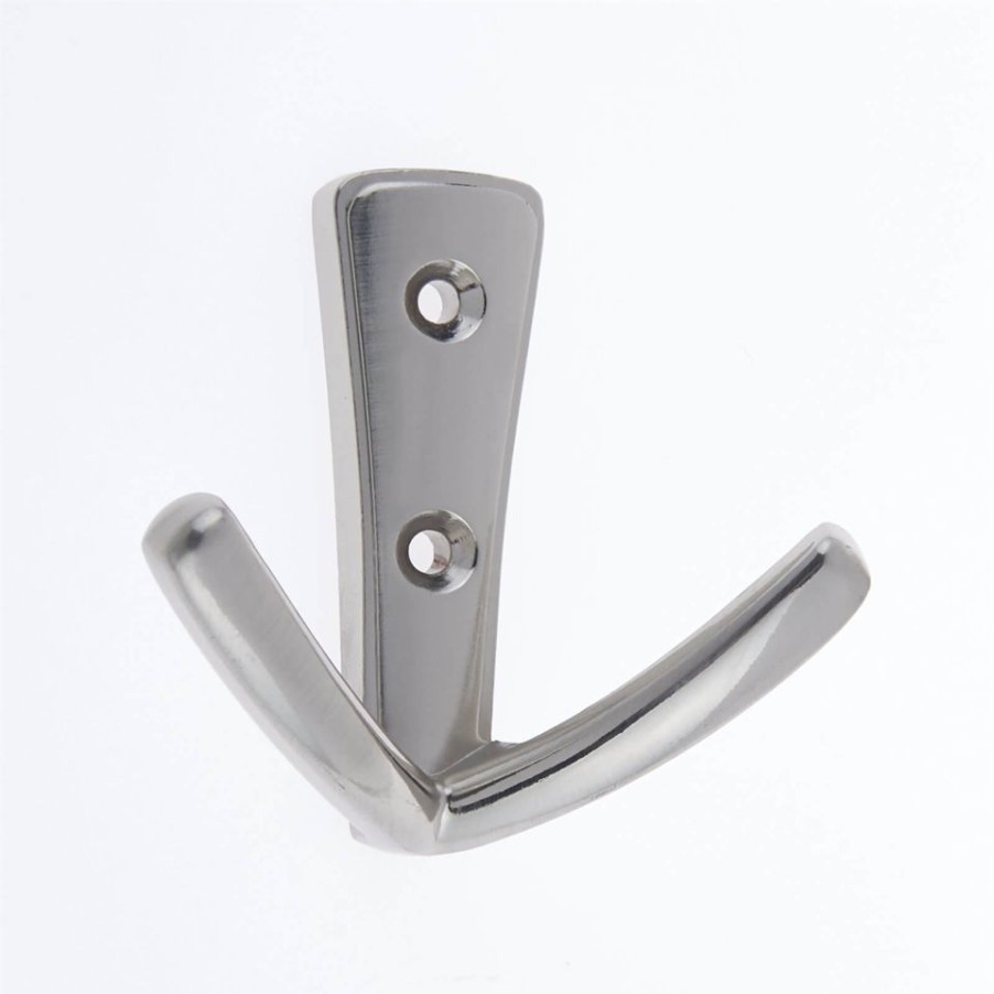 Homebase Hallway Furniture | Modern Twin Hook - Satin Nickel