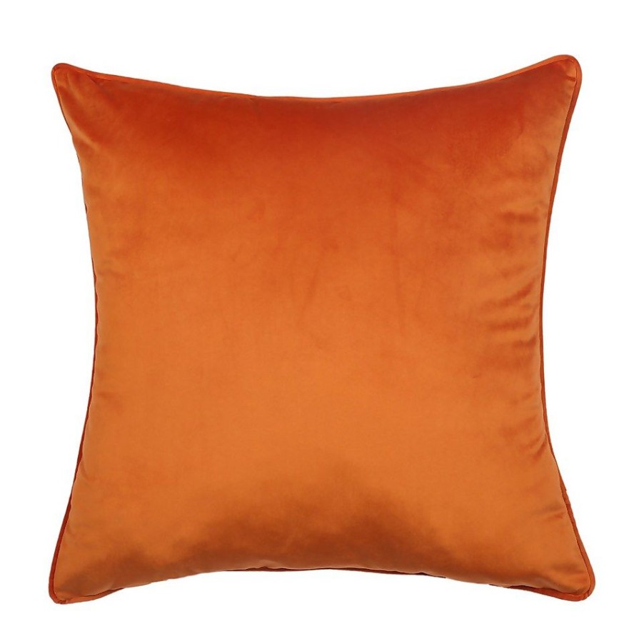 Homebase Cushions | Large Plain Velvet Cushion - Tangerine - 58X58Cm