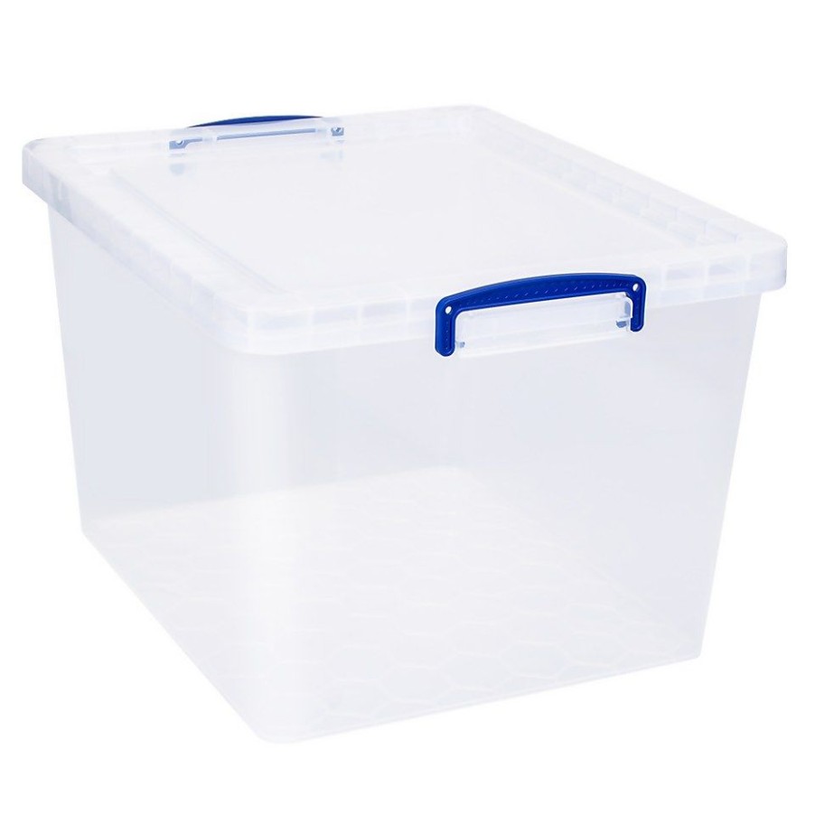 Homebase Storage Containers | Really Useful Nestable Plastic Storage Box - 33.5L - Clear (Pack Of 3)