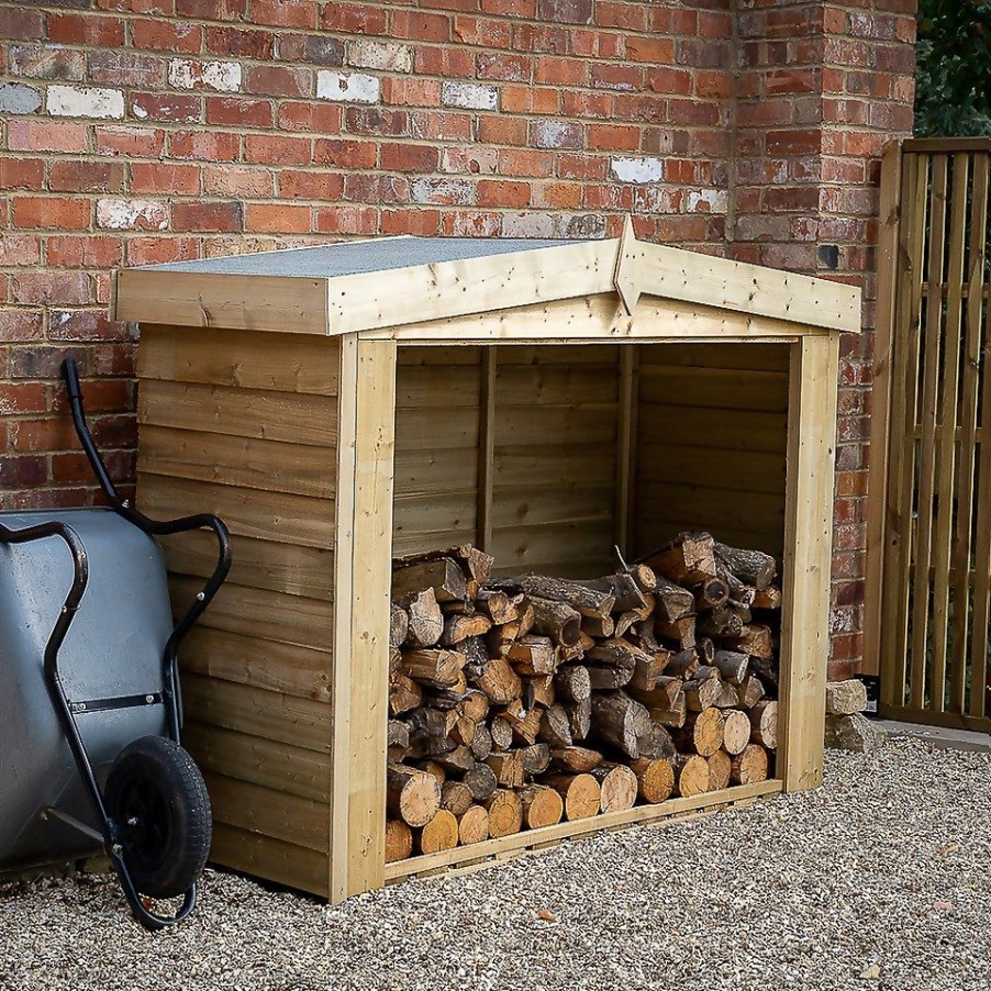 Homebase Garden Storage | Overlap Pressure Treated Apex Log Store (Home Delivery)