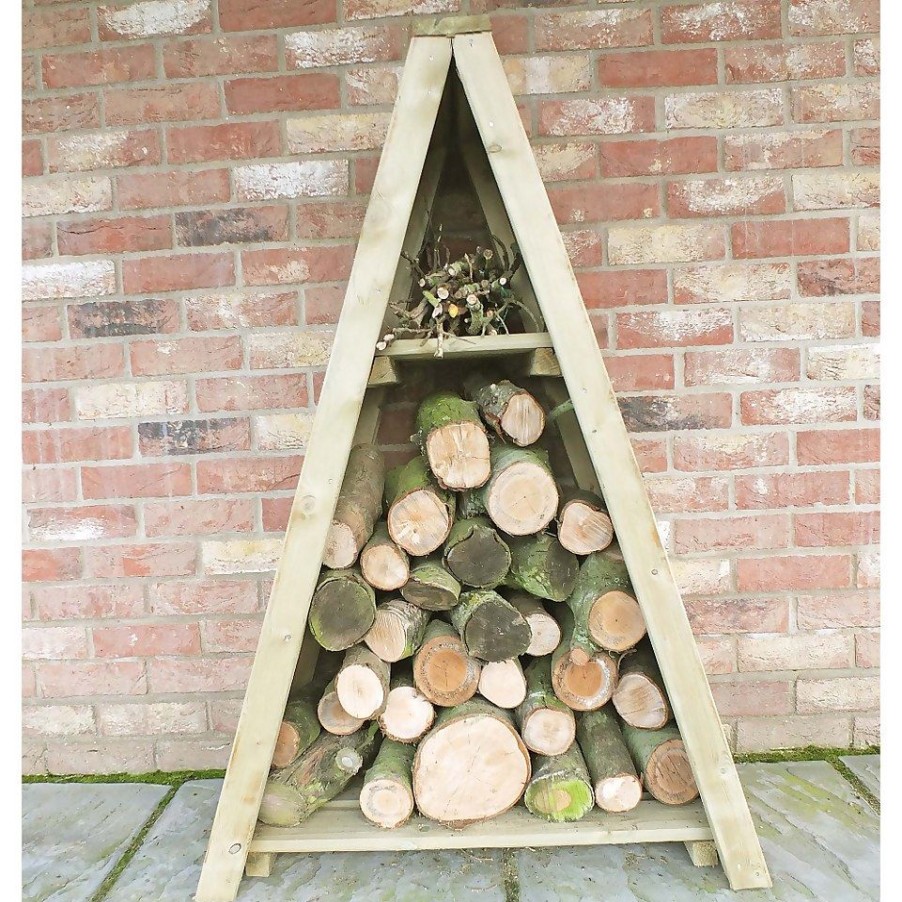 Homebase Garden Storage | Shire Small Triangular Log Store Tongue And Groove