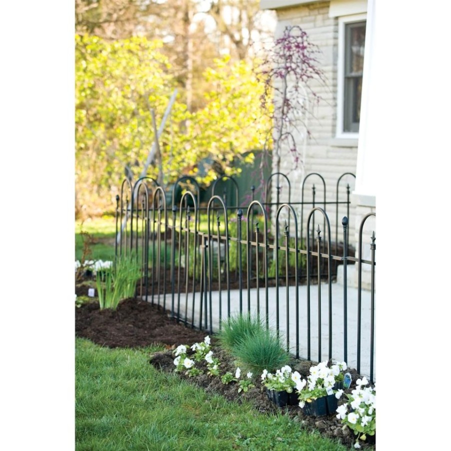 Homebase Garden Fencing | Triple Arch Finial Fence Section Black