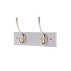 Homebase Hallway Furniture | 2 Victorian Satin Nickel Hooks On Dove Bloc Board