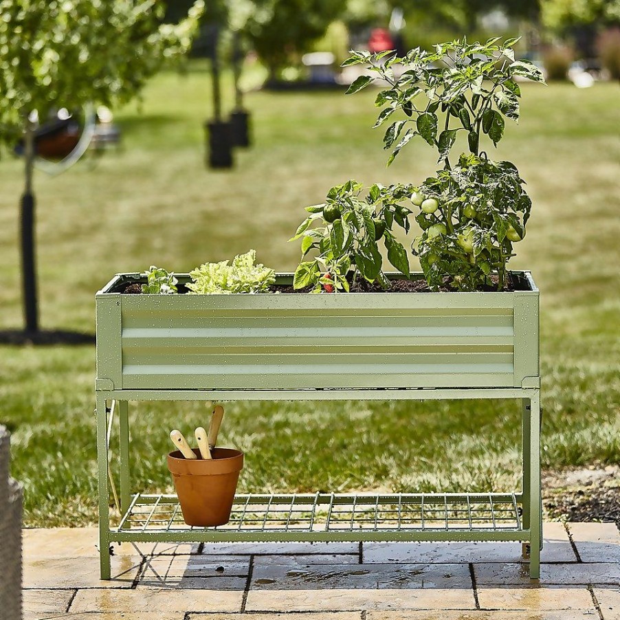 Homebase Garden Planters | Panacea Steel Raised Garden Planter With Stand - Green