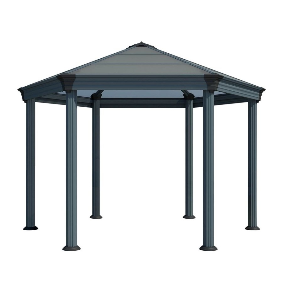 Homebase Gazebos & Marquees | Palram - Canopia Roma Hexagonal Garden Gazebo Grey