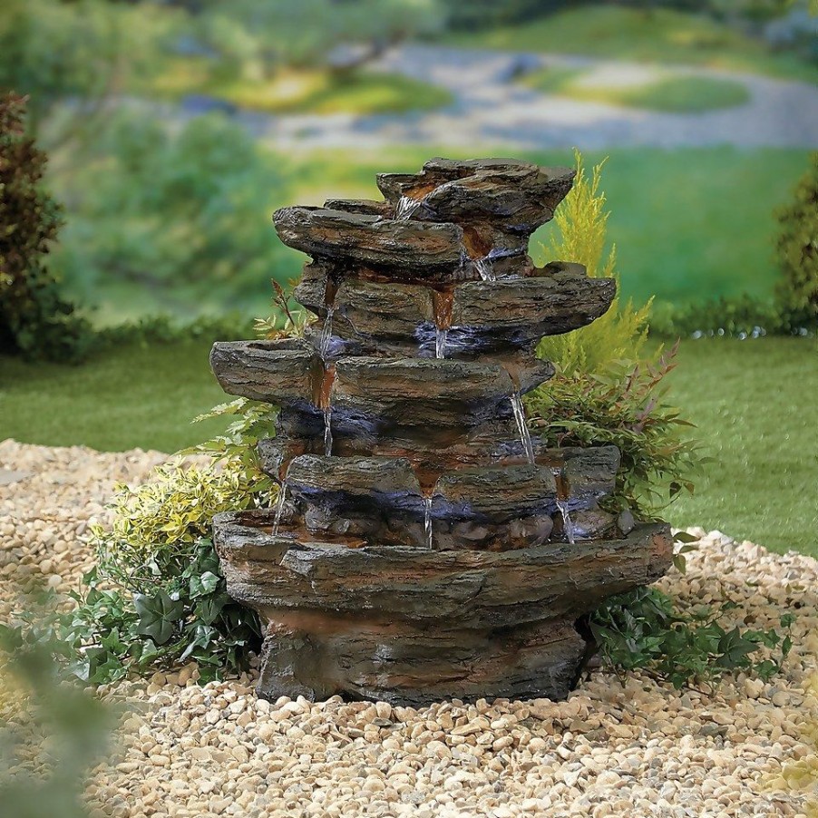 Homebase Water Features | Stylish Fountain Red Rock Springs Water Feature With Leds