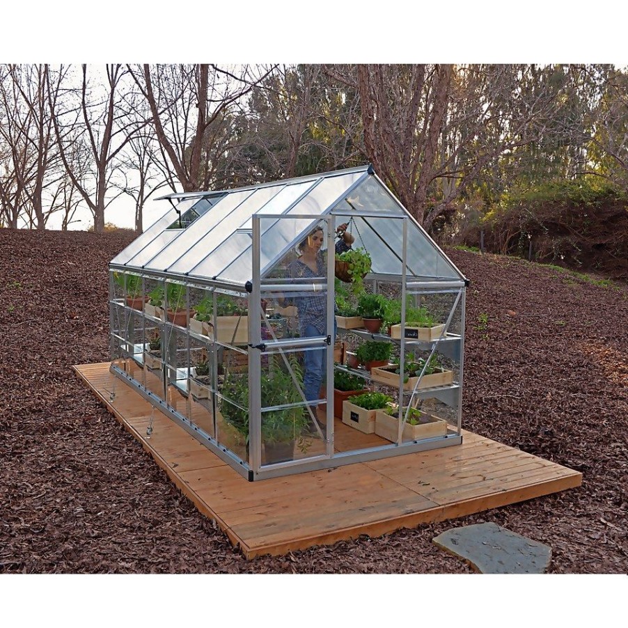 Homebase Greenhouses | Palram Canopia Hybrid 6 X 12Ft Silver Greenhouse