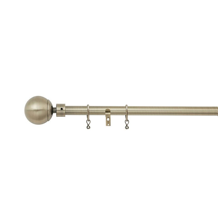 Homebase Curtain Poles & Tracks | Antique Brass Extendable Curtain Pole With Ball Finial- 170-300Cm (Dia 16/19Mm)