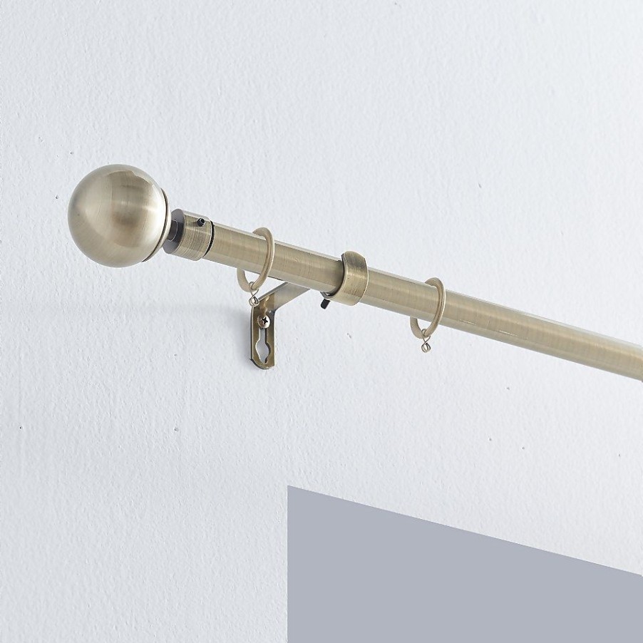 Homebase Curtain Poles & Tracks | Antique Brass Extendable Curtain Pole With Ball Finial- 170-300Cm (Dia 16/19Mm)