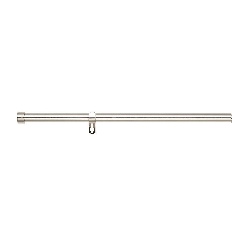 Homebase Curtain Poles & Tracks | Satin Steel Extendable Eyelet Curtain Pole With Stud Finial - 170-300Cm (Dia 16/19Mm)