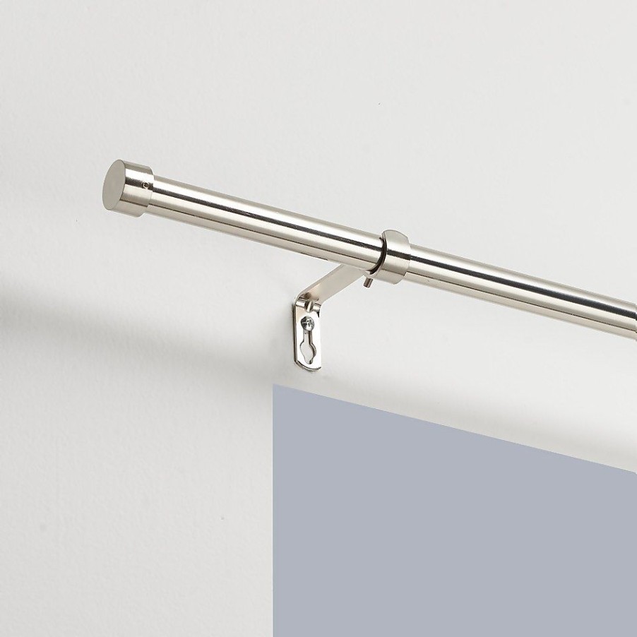 Homebase Curtain Poles & Tracks | Satin Steel Extendable Eyelet Curtain Pole With Stud Finial - 170-300Cm (Dia 16/19Mm)