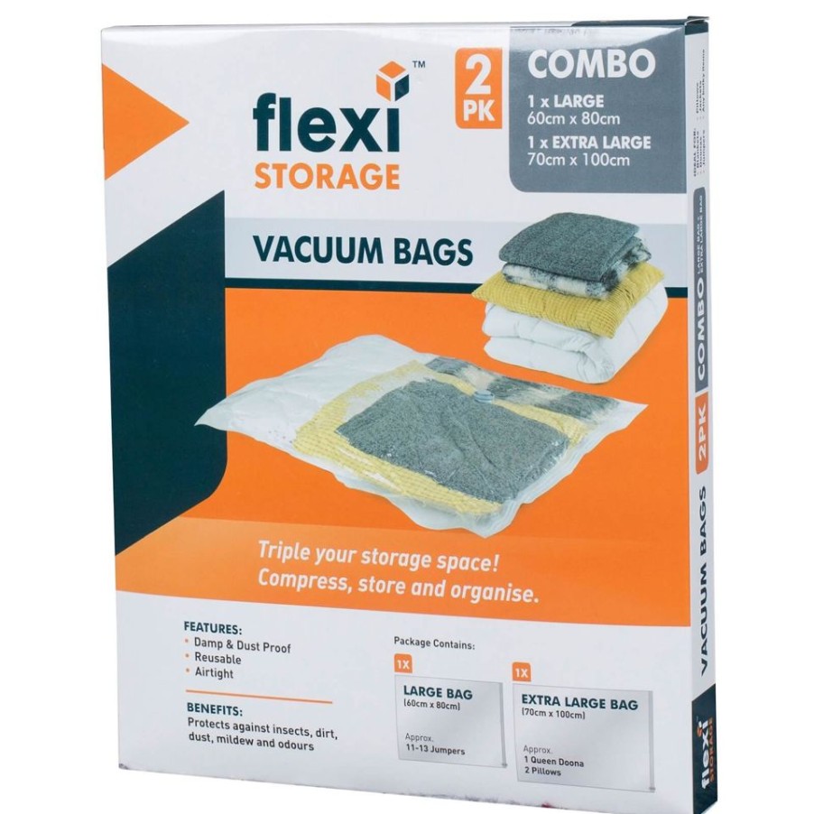 Homebase Clothes Storage | Vacuum Storage Bag Combo - Pack Of 2 (1 Large, 1 Extra Large)