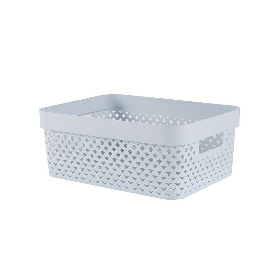 Homebase Storage Containers | Curver Pure Medium Recycled Storage Basket - 11L - Stone Blue