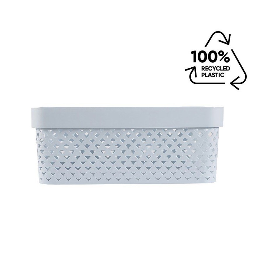 Homebase Storage Containers | Curver Pure Medium Recycled Storage Basket - 11L - Stone Blue