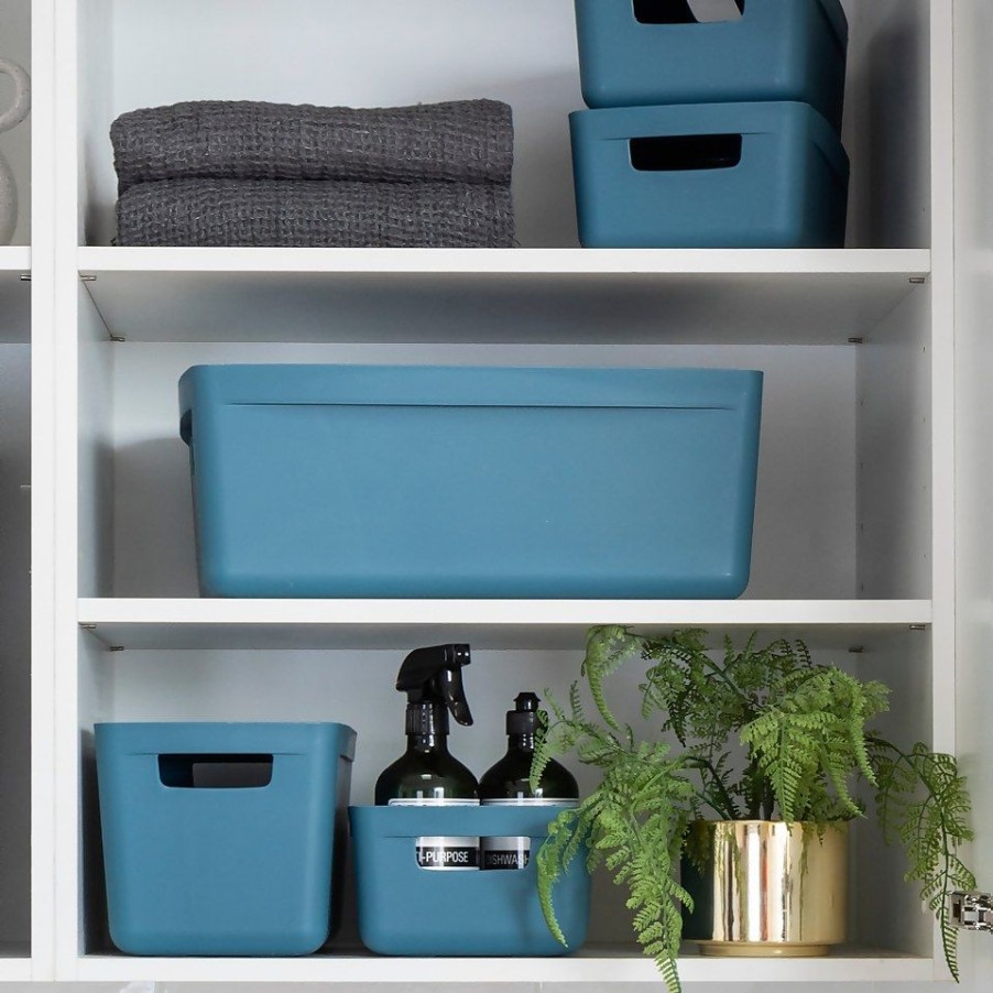 Homebase Storage Containers | Inabox Home Storage Box & Lid - 19L - Cactus Blue