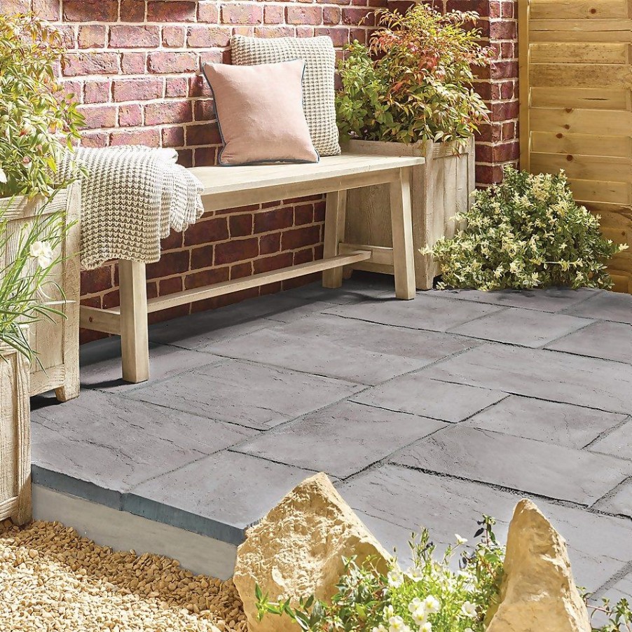 Homebase Paving Stones & Slabs | Stylish Stone Chantry Paving 450 X 450Mm Graphite - Full Pack Of 28 Slabs