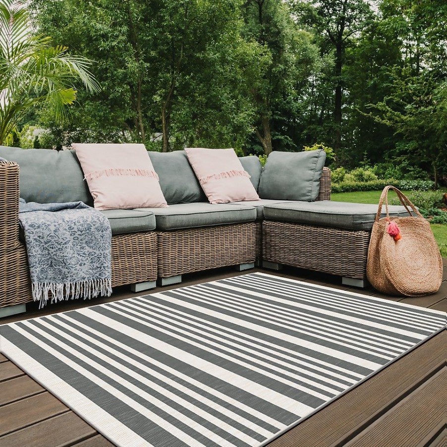 Homebase Rugs | Duo Weave Indoor/Outdoor Rug - Stripes Grey - 160X230Cm