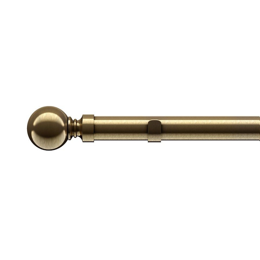 Homebase Curtain Poles & Tracks | Antique Brass Fixed Eyelet Curtain Poles With Ball Finial- 300Cm (Dia 28Mm)