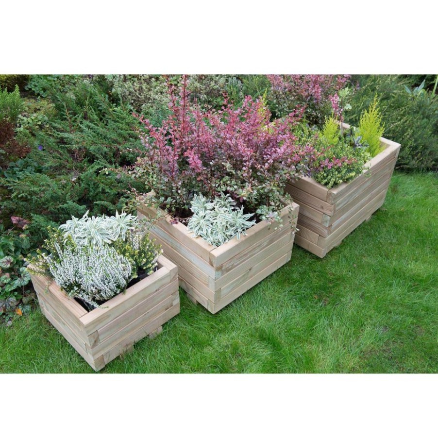 Homebase Garden Planters | Forest Garden Wooden Kendal Square Planter (Set Of 3)