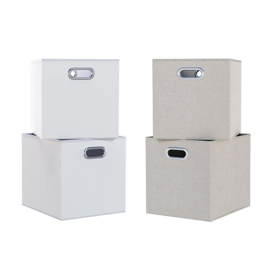 Homebase Cube Storage | Clever Cube Inserts - Set Of 4 - Taupe & White