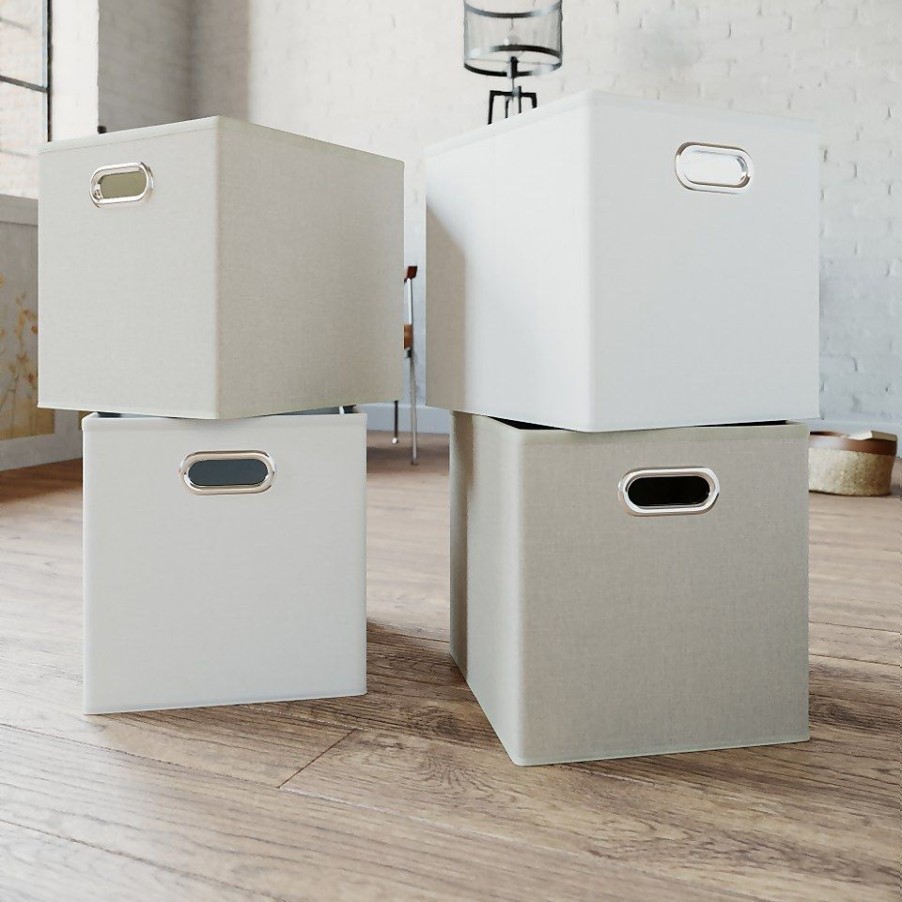 Homebase Cube Storage | Clever Cube Inserts - Set Of 4 - Taupe & White