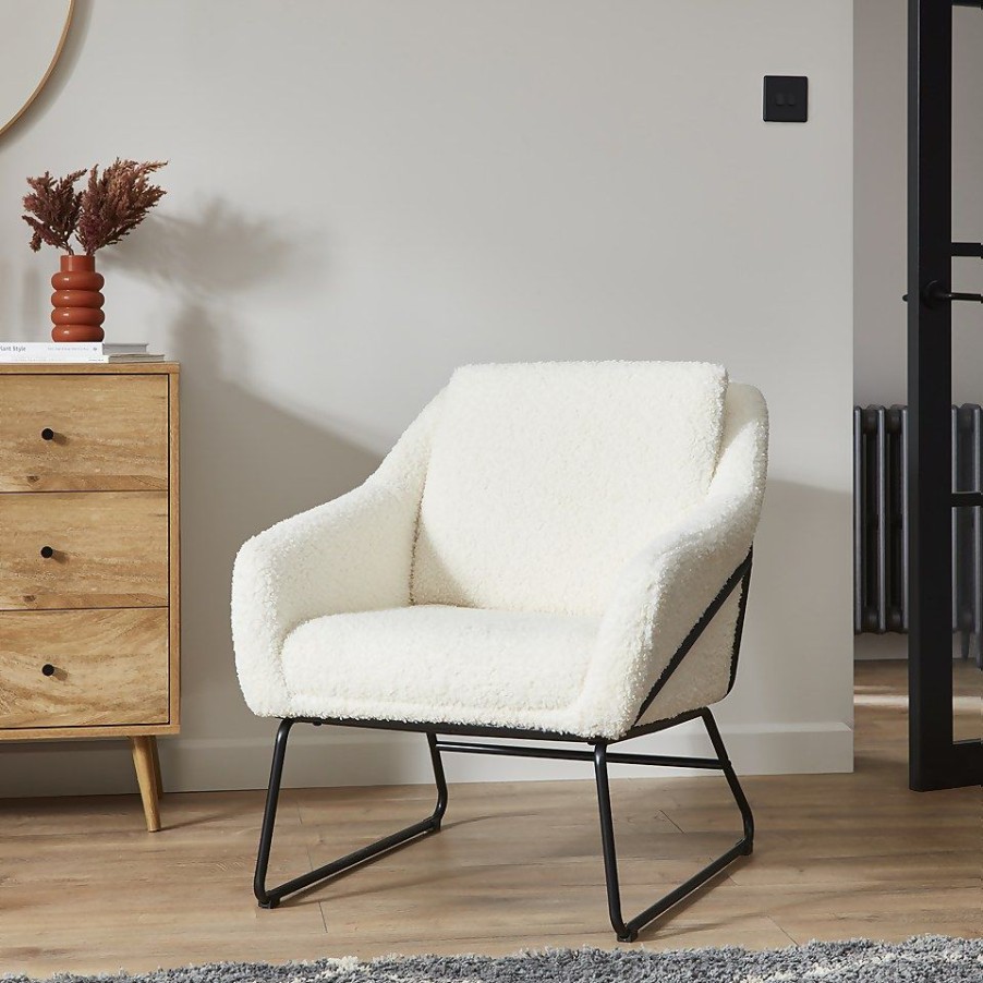 Homebase Chairs | Evelyn Metal Frame Chair - Boucle