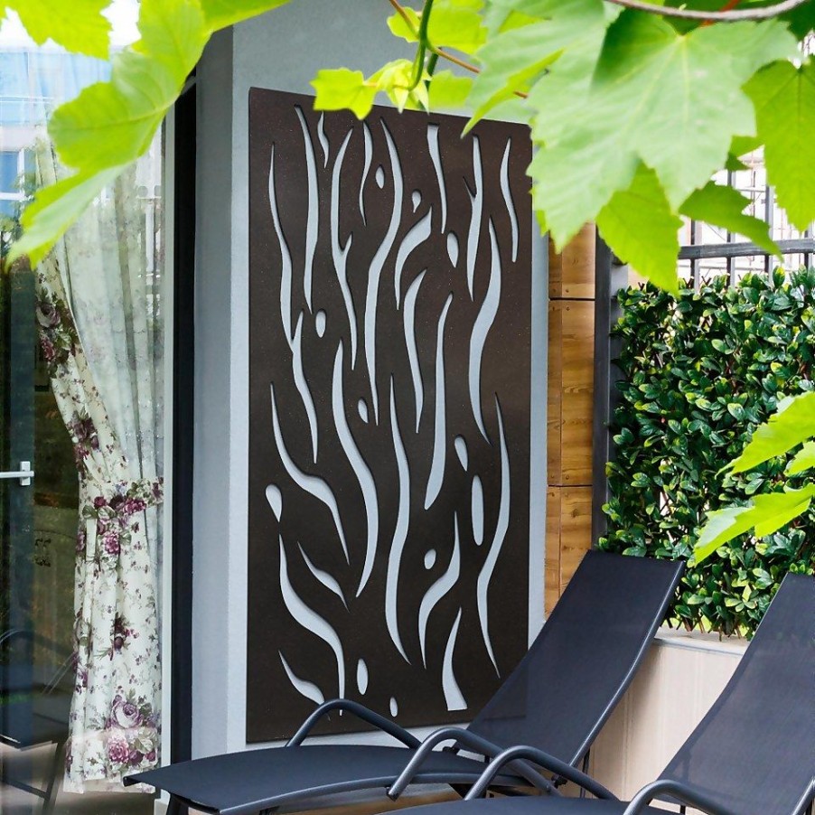 Homebase Outdoor Mirrors | Amarelle Extra Large Metal Flame Design Decorative Garden Screen - 180 X 90Cm