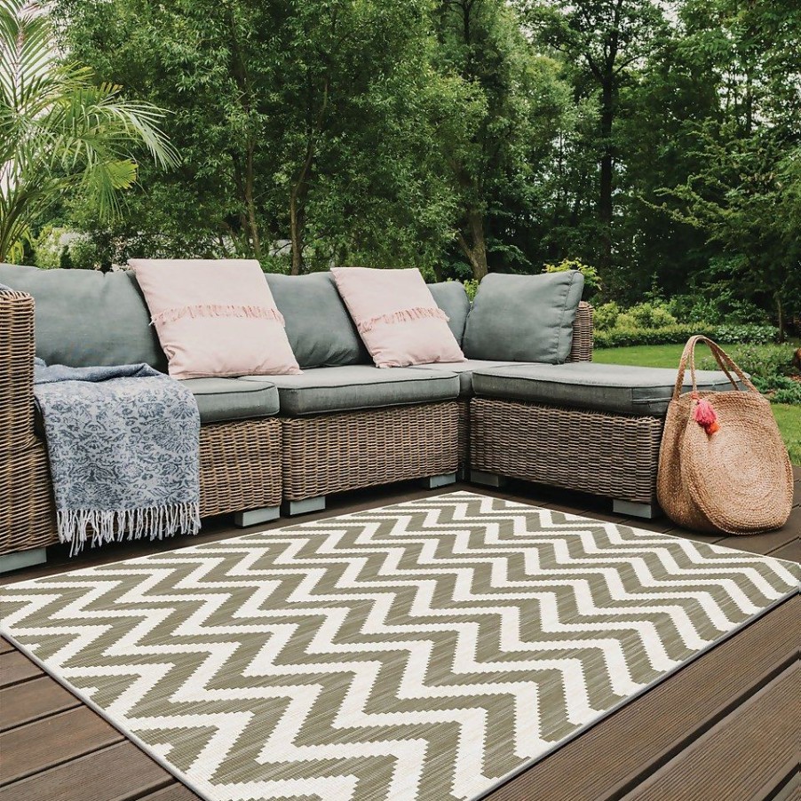 Homebase Rugs | Duo Weave Indoor/Outdoor Rug - Chevrons Natural - 160X230Cm