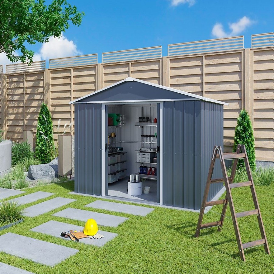 Homebase Garden Sheds | Yardmaster 10X8Ft Metal Apex Shed