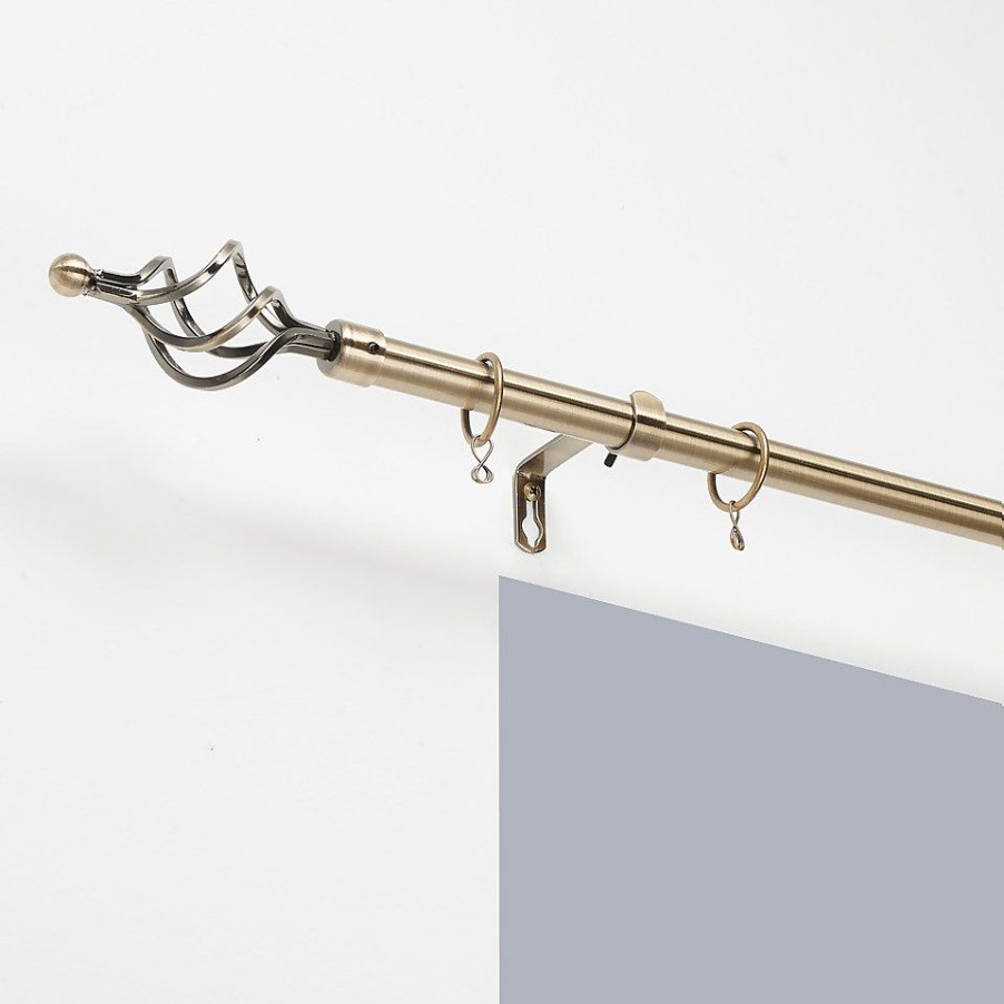 Homebase Curtain Poles & Tracks | Antique Brass Extendable Curtain Pole With Cage Finial- 170-300Cm (Dia 16/19Mm)