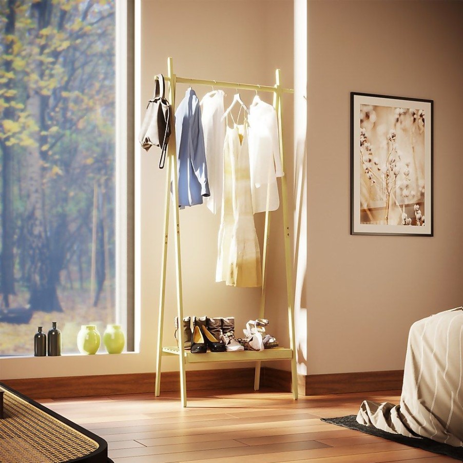 Homebase Hallway Furniture | Foldable Bamboo Garment Rack