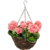 Homebase Artificial Plants | Artificial Pink Geranium Hanging Basket