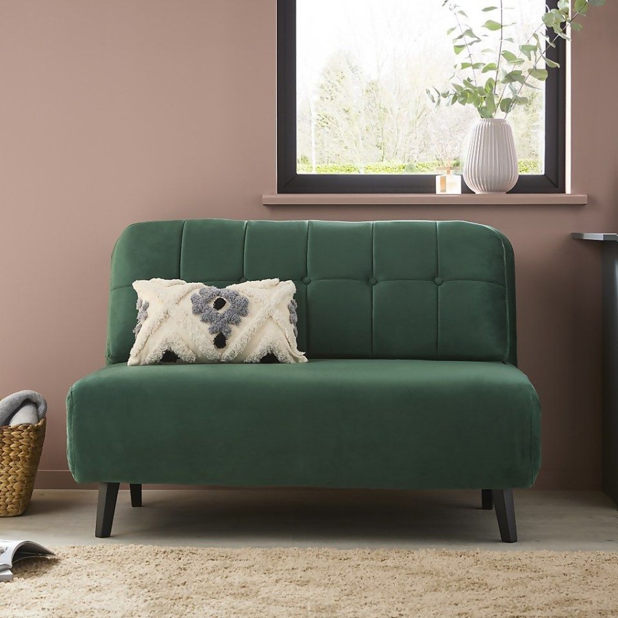 Homebase Sofas And Sofa Beds | Draper Velvet Folding Sofa Bed - Emerald