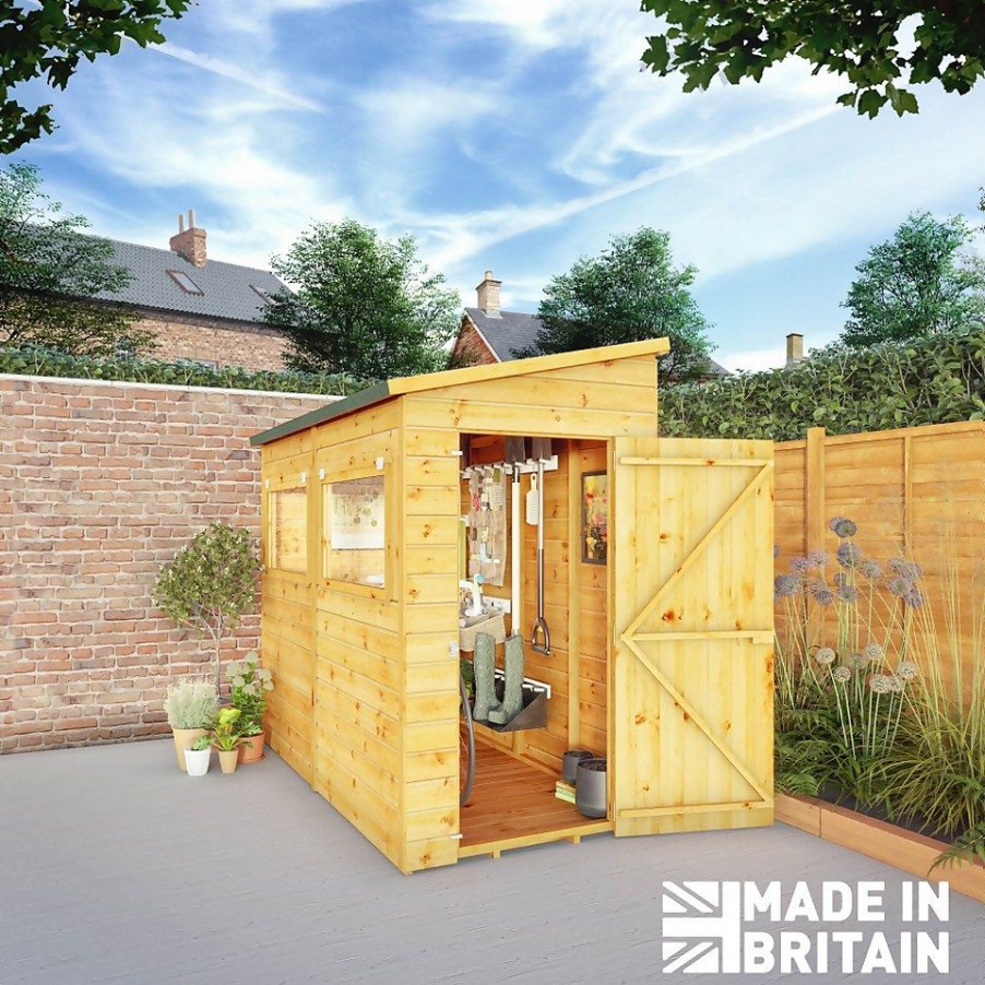 Homebase Garden Sheds | Mercia 8Ft X 4Ft Premium Shiplap Modular Pent Shed - Including Installation