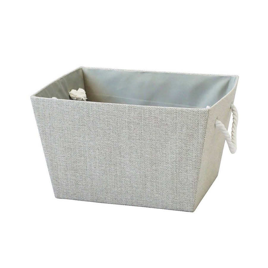 Homebase Storage Containers | Neutral Herringbone Large Storage Basket