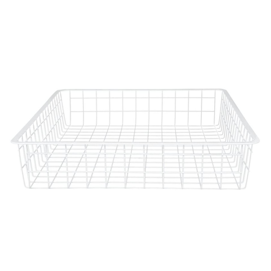 Homebase Storage Containers | Wire 1 Runner Basket - White - 85Mm