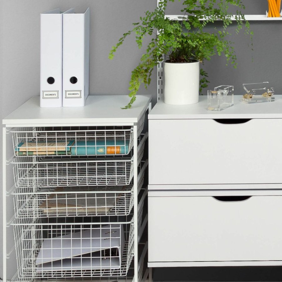 Homebase Storage Containers | Wire 1 Runner Basket - White - 85Mm