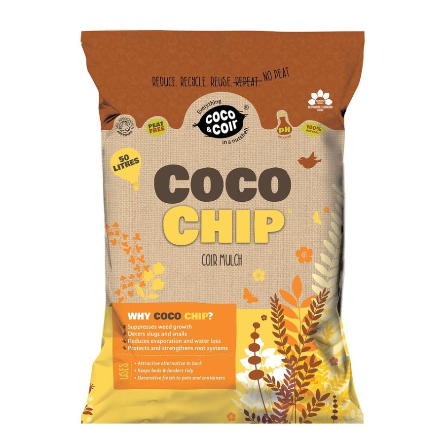 Homebase Bark Chippings | Coco & Coir Coco Chip Mulch - 50L