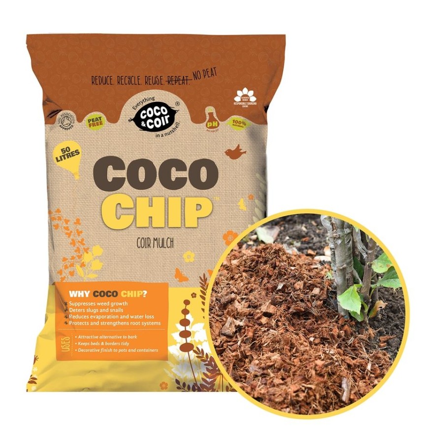 Homebase Bark Chippings | Coco & Coir Coco Chip Mulch - 50L