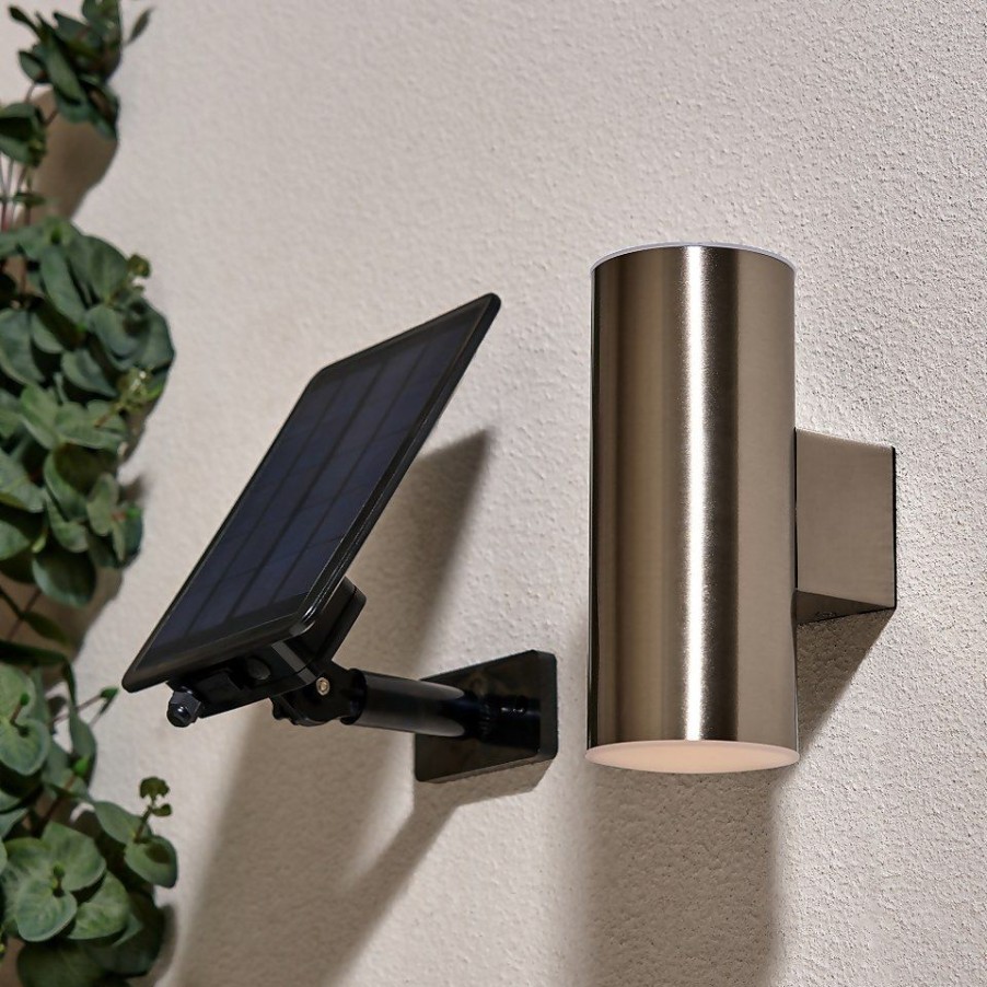 Homebase Solar Garden Lights | Solar Led Up & Down Wall Light - Stainless Steel