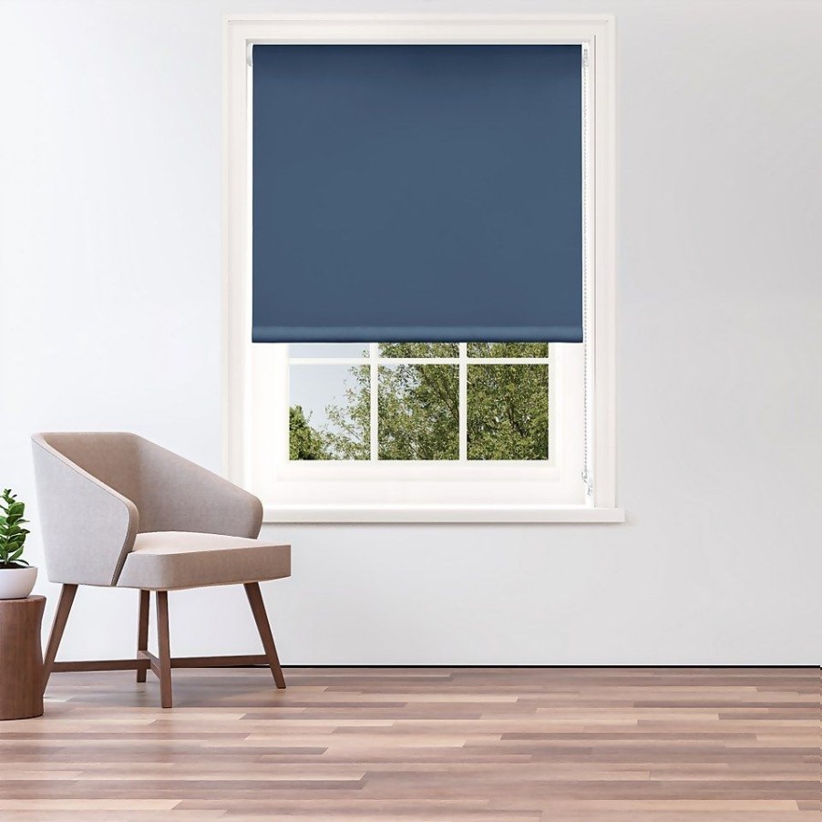 Homebase Storage & Home Deals | Navy Blue Blackout Roller Blind - 90Cm