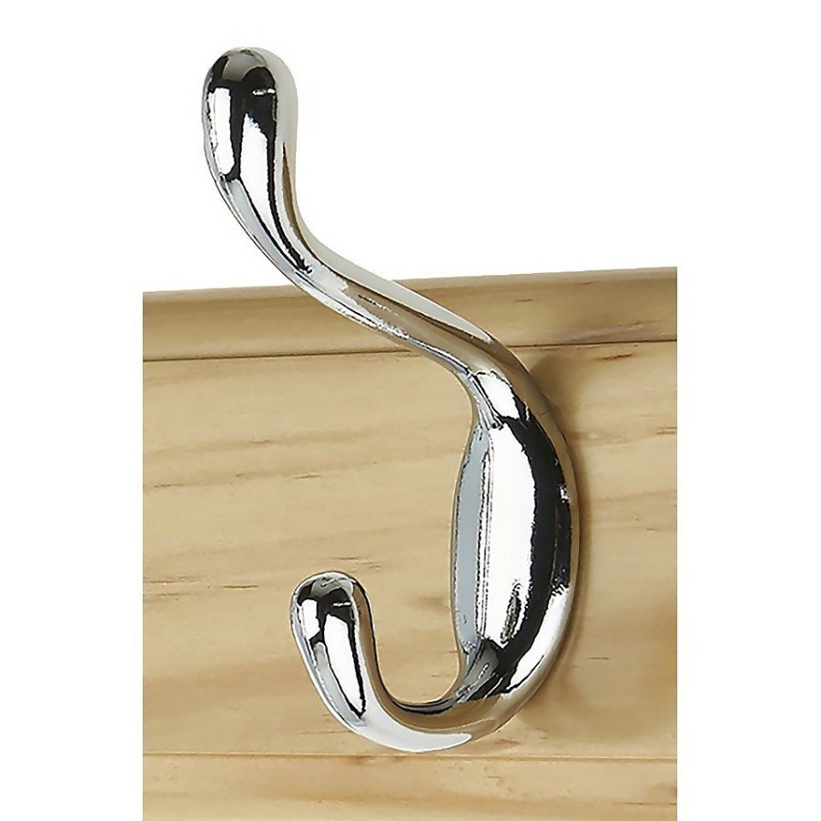 Homebase Hallway Furniture | 6 Coat Polished Chrome Hooks On Pine Stepped Board