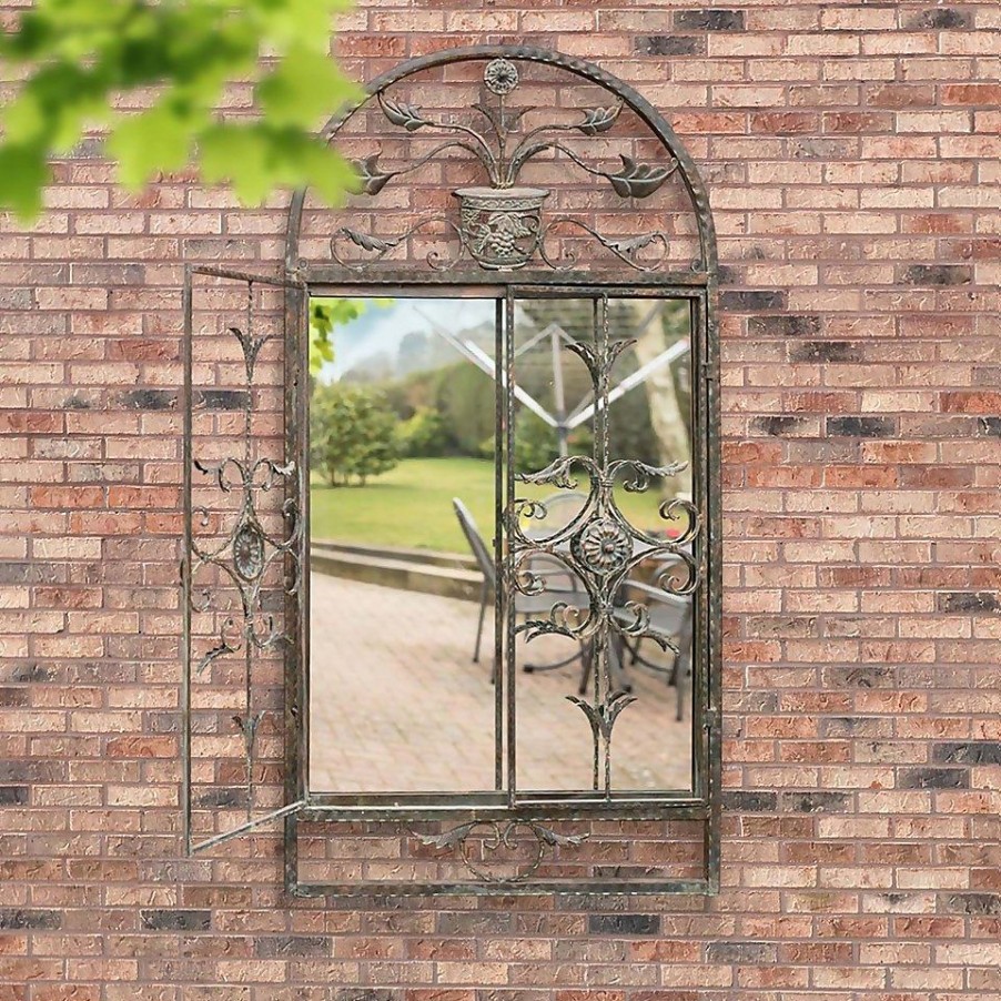 Homebase Mirrors | Mirroroutlet Rustic Scroll Large Garden Mirror - 130X70Cm