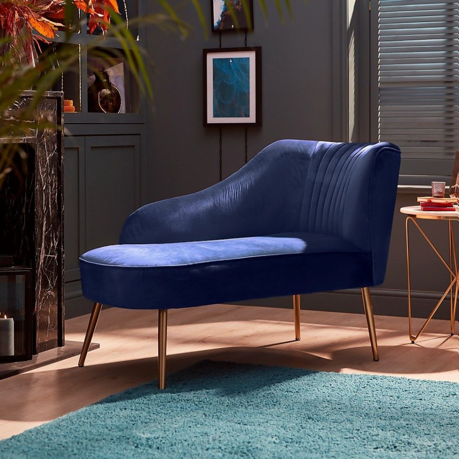 Homebase Sofas And Sofa Beds | Gigi Velvet Chaise Longue - Midnight