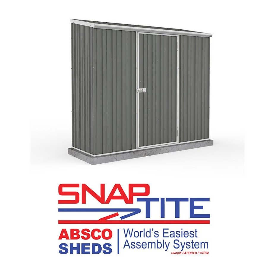 Homebase Garden Sheds | Absco 7.5 X 3Ft Space Saver Metal Pent Shed - Grey