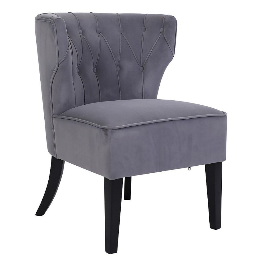 Homebase Chairs | Sadie Velvet Accent Chair - Dark Grey