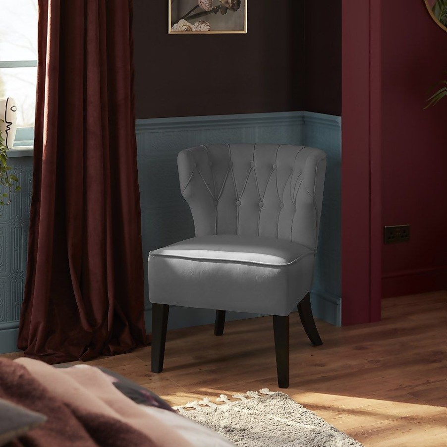 Homebase Chairs | Sadie Velvet Accent Chair - Dark Grey