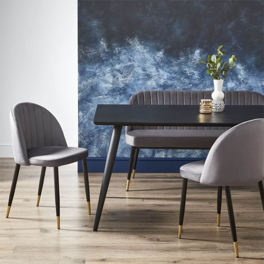 Homebase Dining Room Furniture | Illona Velvet Dining Chairs - Set Of 2 - Grey