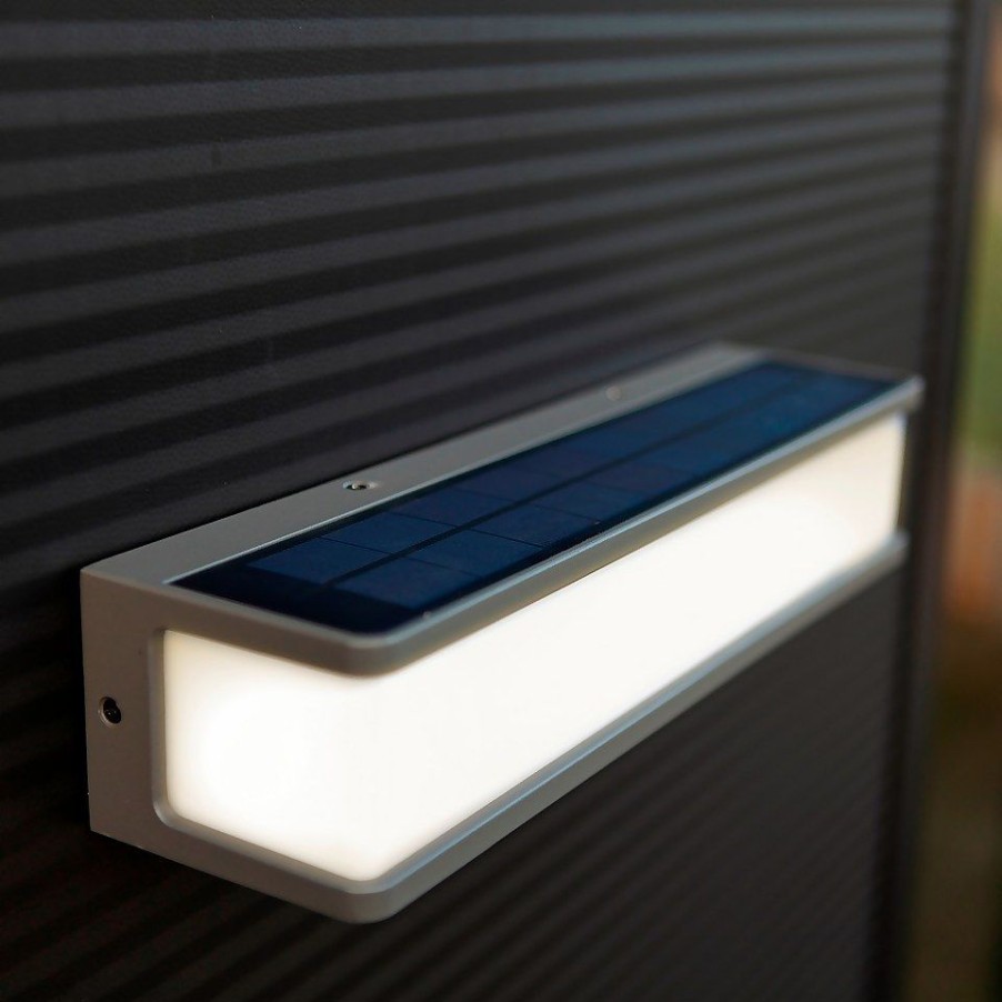 Homebase Solar Garden Lights | Lutec Doblo Solar Powered Led Wall Light - Anthracite