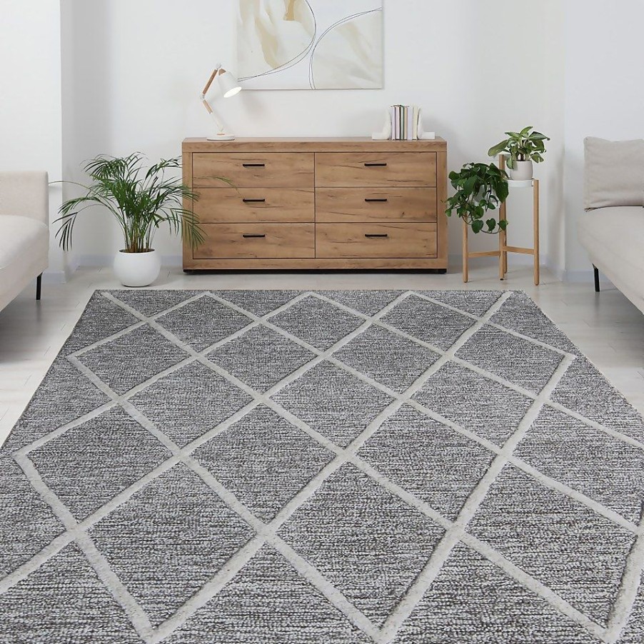 Homebase Storage & Home Deals | Wyatt Wool Berber Rug - Grey - 160X230Cm